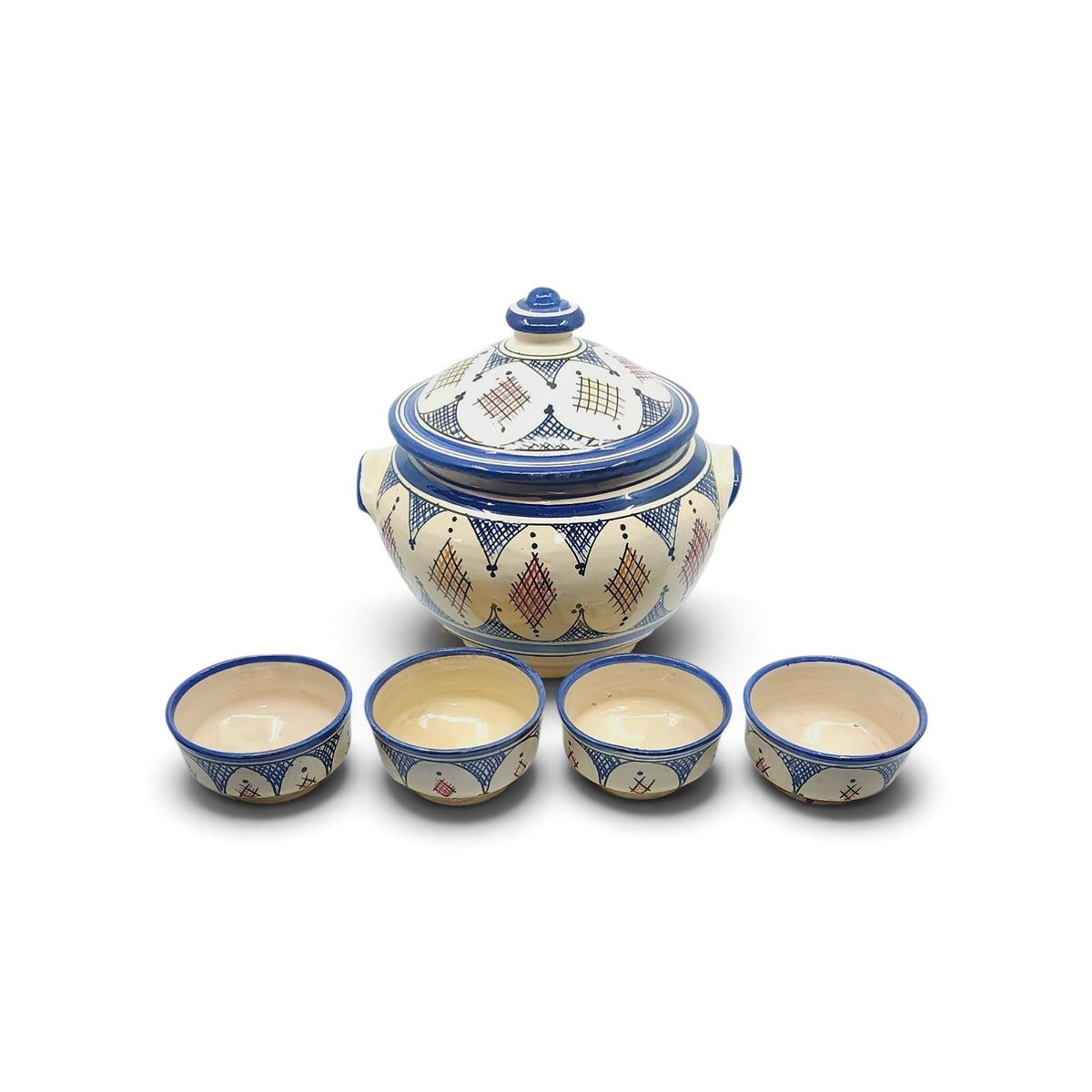 Soup Tureen Set with 4 Bowls (Blue)