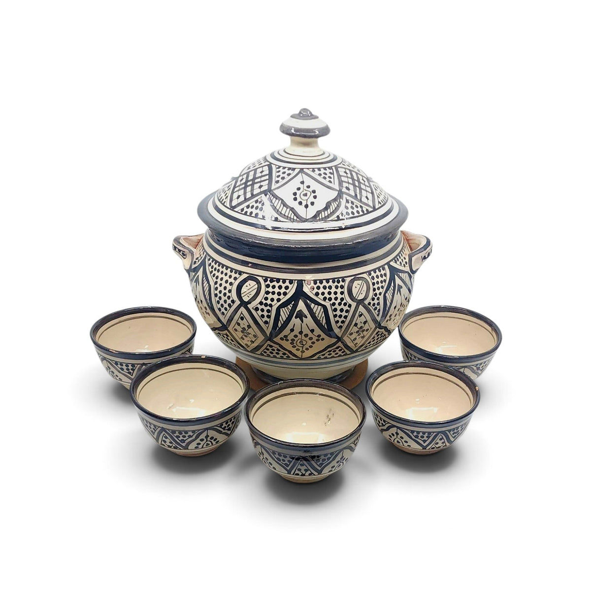 Soup Tureen Set with 5 Bowls (Black)