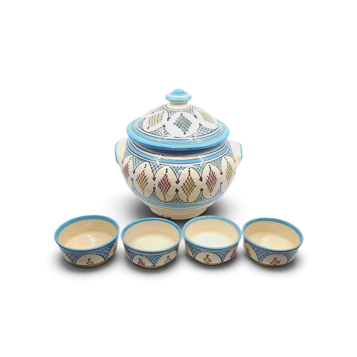 Soup Tureen Set with 4 Bowls (Turquoise)