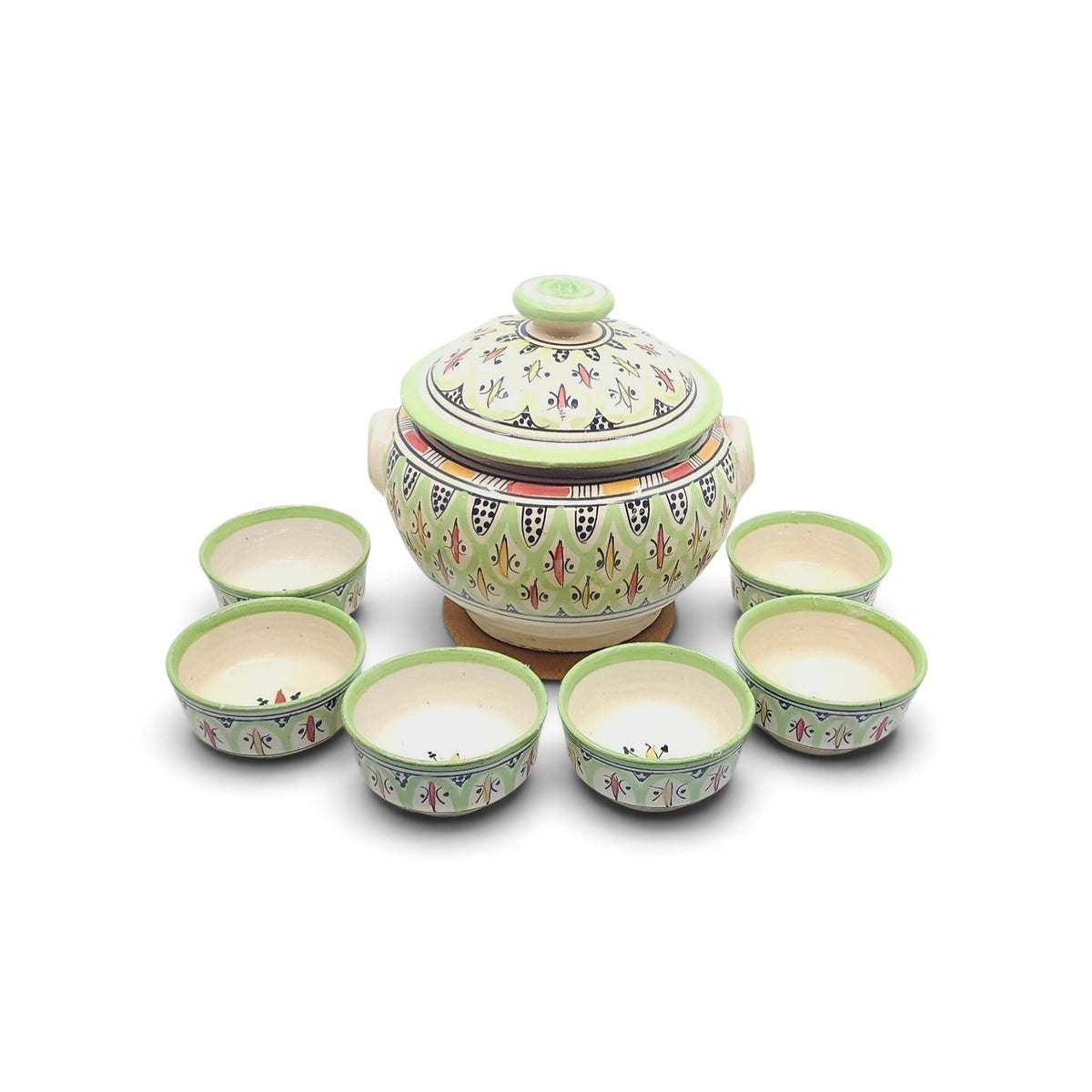 Soup Tureen Set with 6 Bowls (Lime)